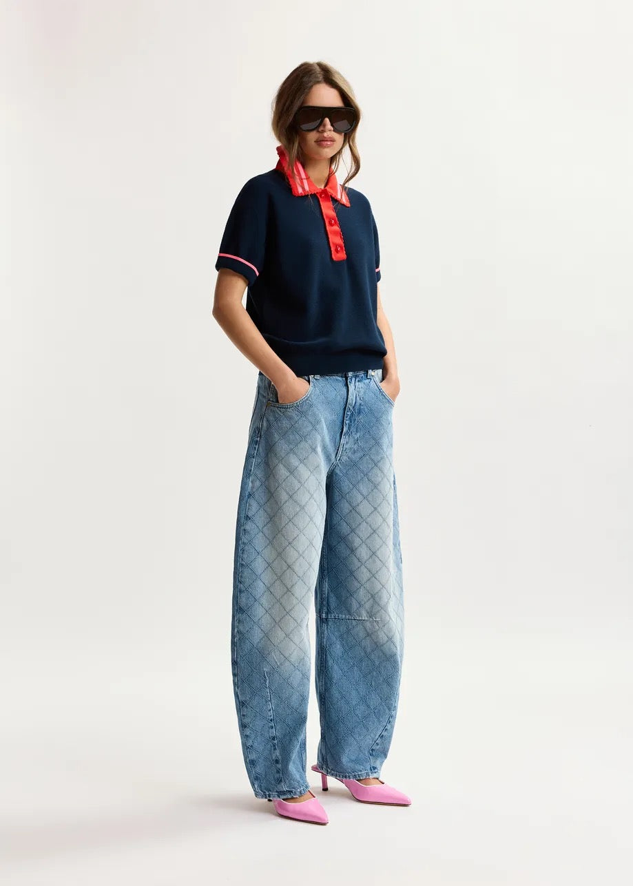 Kontrast Knitted Polo