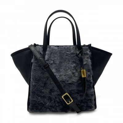 Stone Shearling Mini Tote