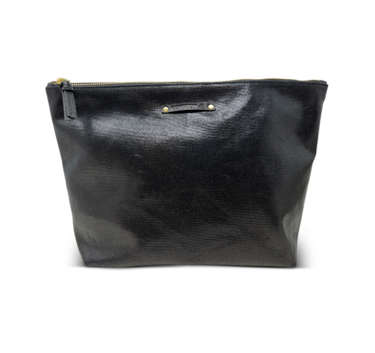 Slick Black Canvas Oversized Pouch