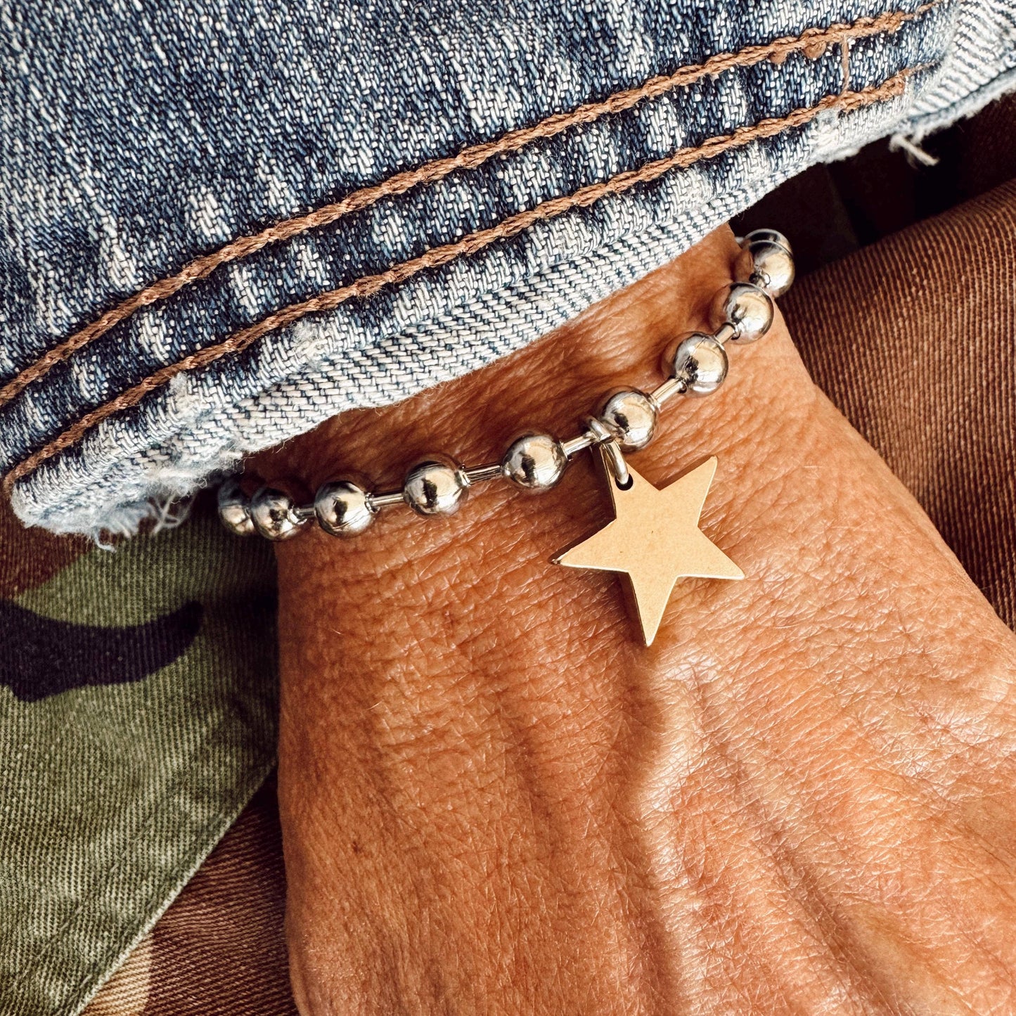 Brass Star Charm Bracelet : 7